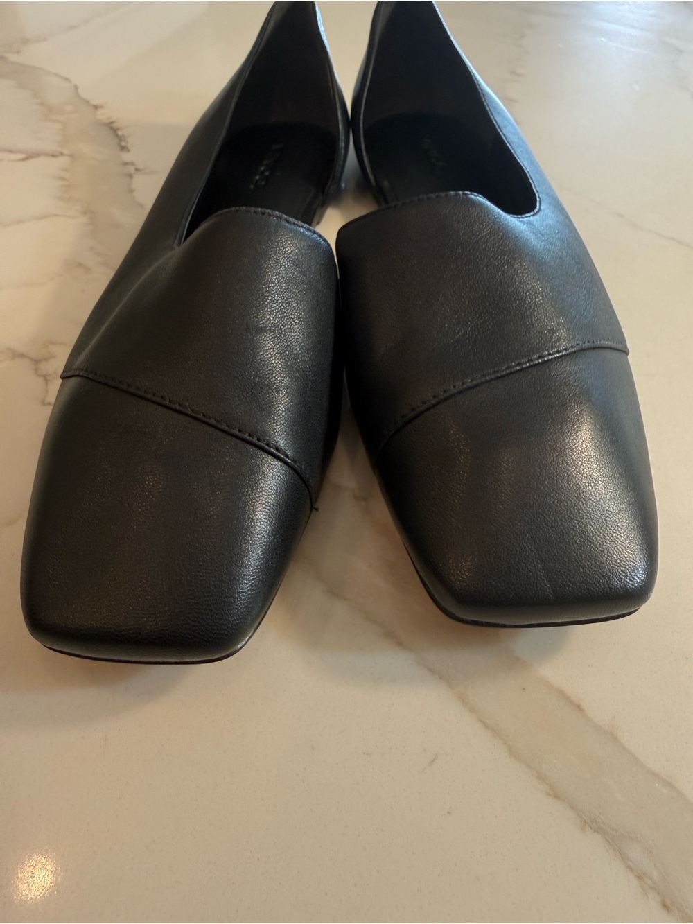 Vince Cyder Black Leather Square Toe d'Orsay Flats Size 8.5 NWOT - Picture 5 of 12